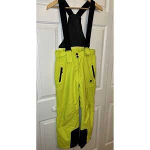 Vintage Descente Ski Snowboard Bib Overalls Junior 140 Neon Yellow Black
